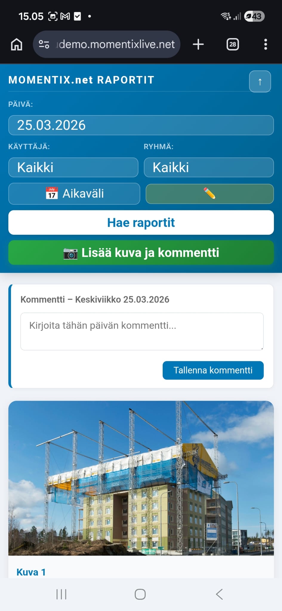 Raporttikuva puhelimella