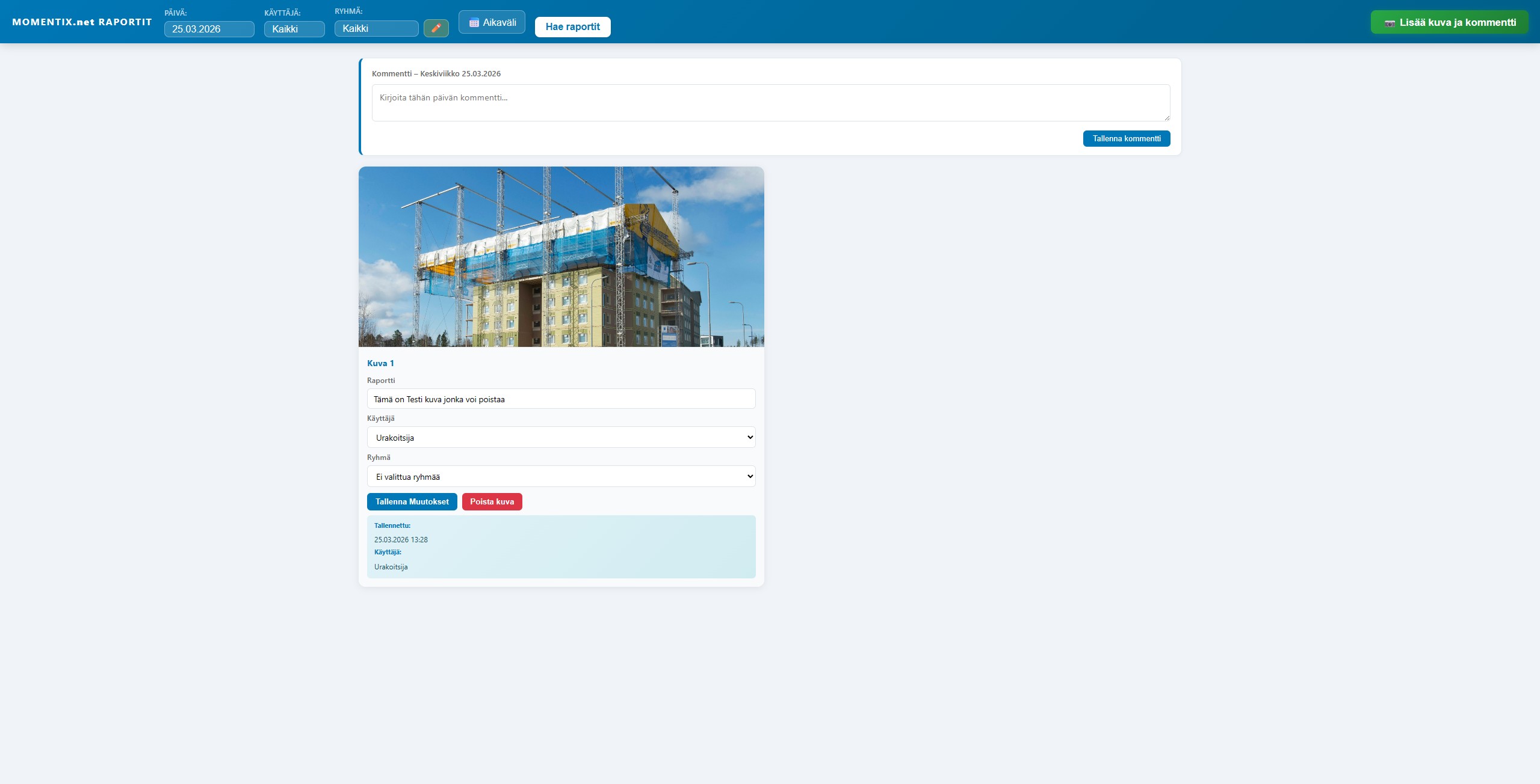Kuvakaappaus sovelluksesta